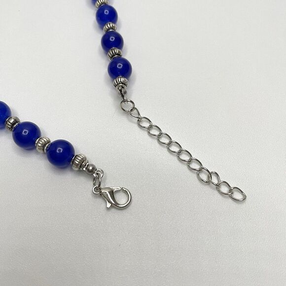 Earth Mined India Blue Gemstone AB Glass Beaded Necklace Elegant Boho Statement - Picture 5 of 7